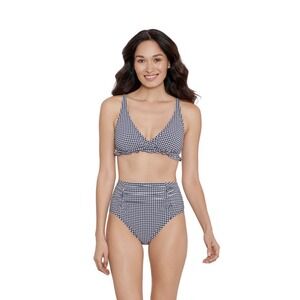Draper James Swim Navy White Gingham NWT Lands' End Bikini Top Small